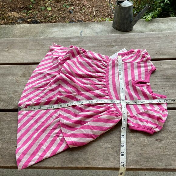 Kidzone Girls Dress Size 3T‎ Pink Striped Ruffle Short Sleeves NEW - Picture 4 of 6
